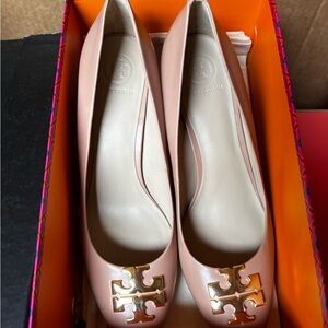 Tory Burch Blush Heels with Gold Accent